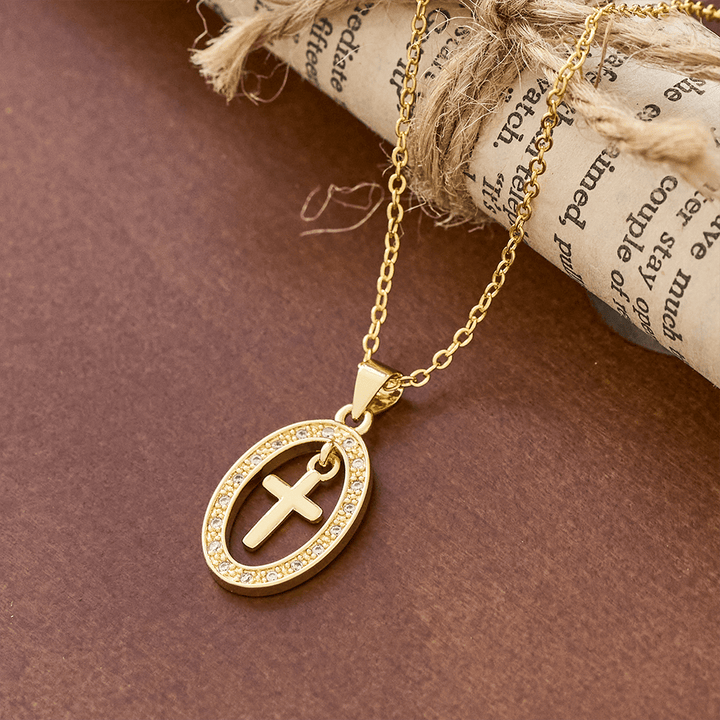 Christianartworkshop Cross & Shimmering Oval Necklace: Quiet Reminders of His Love - image 2