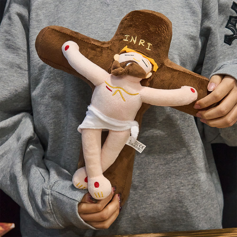 Christianartworkshop INRI Marked Plush Crucifix: Cozy Companion of Redemptive Love - Crucifix - image 0
