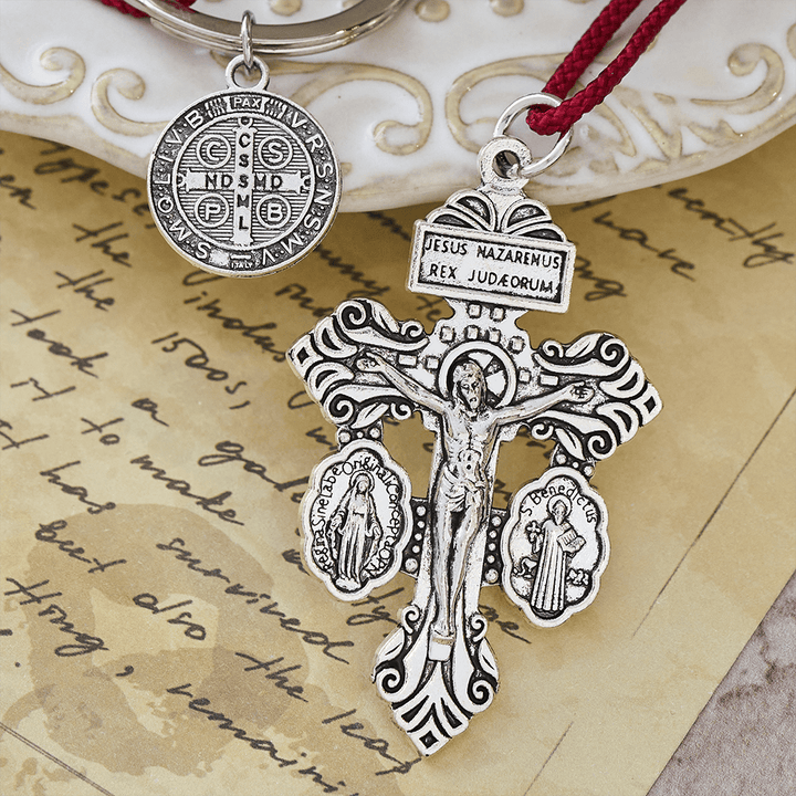 Christianartworkshop Crucifix & St. Benedict Medal Wood Pocket Rosary: Soft Prompt of Peace - image 6