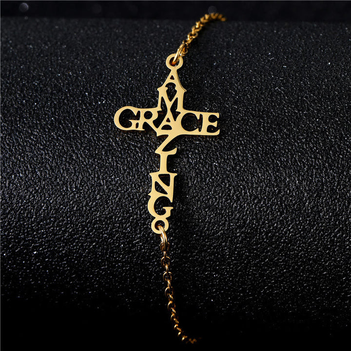 Christianartworkshop Cross & Faith Bracelet: Delicate Companion of Grace & Hope - AMAZING GRACE - Golden - image 5