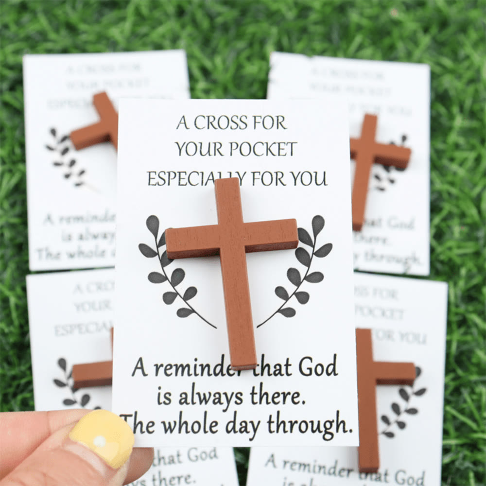 Christianartworkshop God is Always There Pocket Cross: Portable Divine Presence Token - Brown - image 3