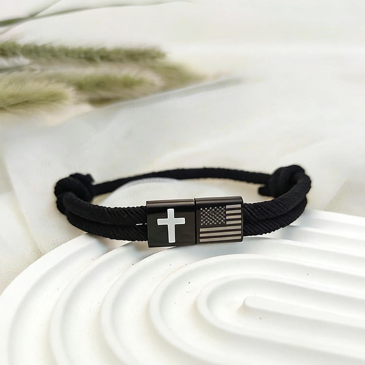 Christianartworkshop American Flag & Cross Bracelet with Card: Practical Faith Wrapped in Meaning - image 2