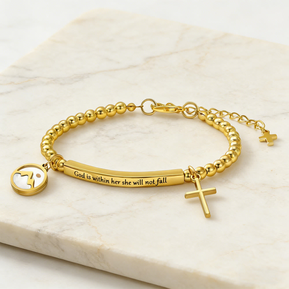 Christianartworkshop Mustard Seed & Golden Bead Cross Bracelet with God Is Within Her Gift Card - image 2