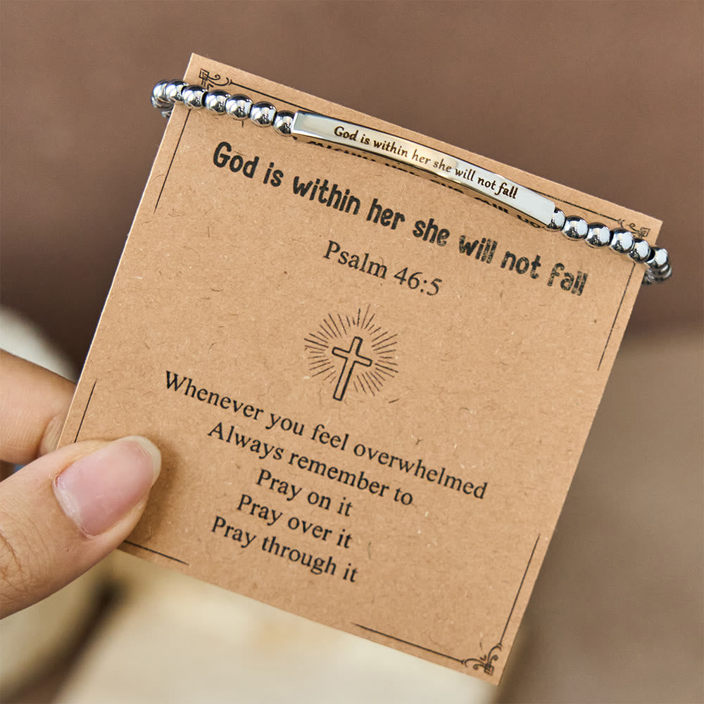 Christianartworkshop God Is First & Psalm 46:5  Bracelet: Steady Companion for Daily Routines - Psalm 46:5 Silver Bracelet - image 0