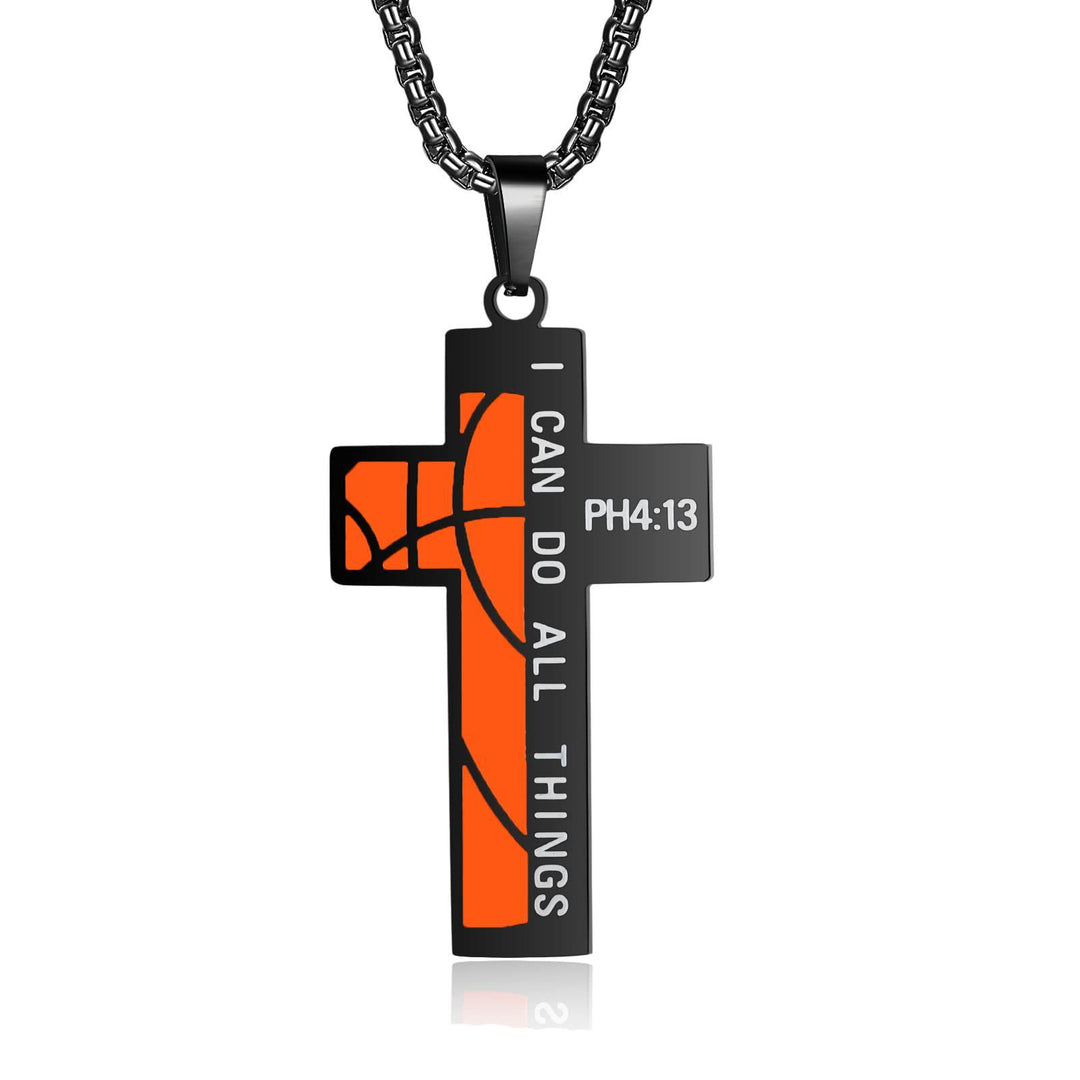 Christianartworkshop Rugby/Basketball Cross Necklace: Gentle Devotion for Sports Lovers - Basketball Cross - image 4