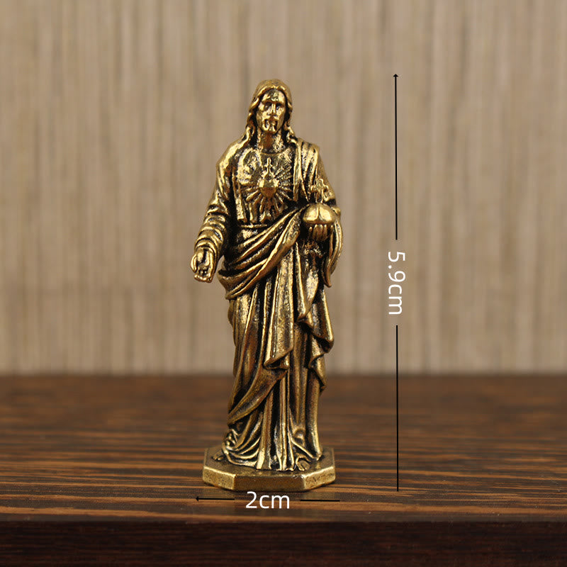 Christianartworkshop Brass Jesus with Sacred Heart Statue: Reverent Companion of Grace - Jesus - image 1
