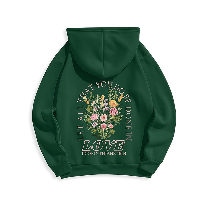 Christianartworkshop Do All In Love Scripture Floral Fleece Lined Polyester Hoodie - image 4