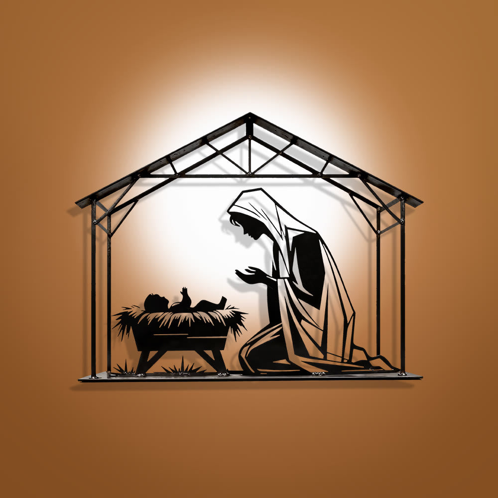 Christianartworkshop Mary & Manger Metal Wall Decor: Quiet Reminder of Gentle Grace - 15.75''*11.81''/40cm*30cm - image 0