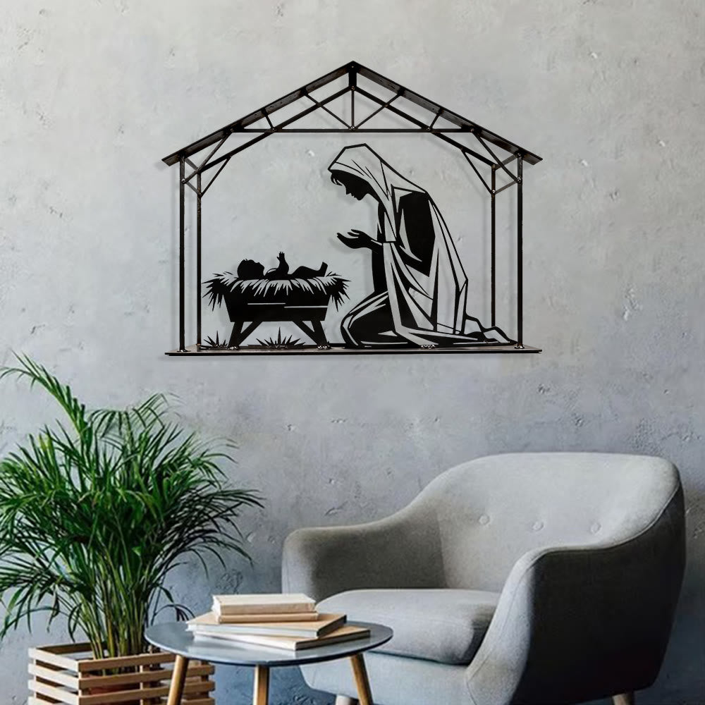Christianartworkshop Mary & Manger Metal Wall Decor: Quiet Reminder of Gentle Grace - image 3