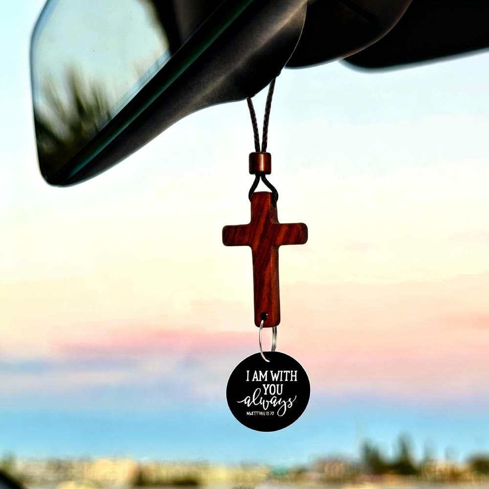 Christianartworkshop Bible Verse Car Hanging Cross Ornament: Scan for a Bible Verse Every Day - Black - image 2