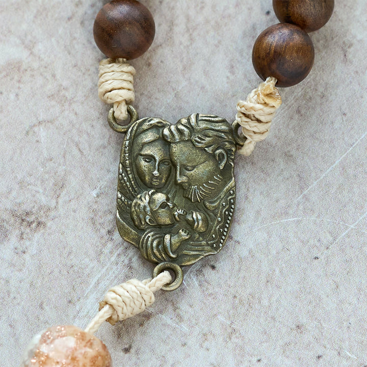 Christianartworkshop Rosewood & Glass Faith Rosary with Holy Family Accent: Serene Companion of Quiet Grace - image 10