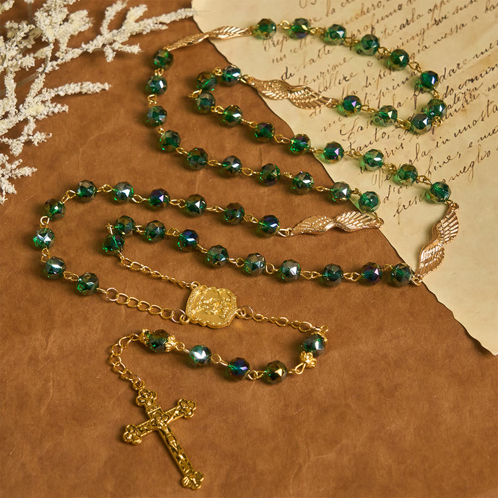 Christianartworkshop Archangel Acrylic Rosary with Golden Wing Accent: Radiant Companion of Gentle Grace - St. Michael & Crucifix - image 0