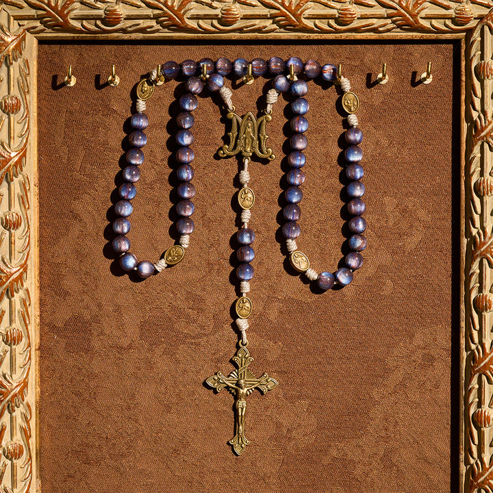 Christianartworkshop Deep Blue Starlight Faith Rosary: Divine Mercy & Our Lady Sacred Medals - image 10