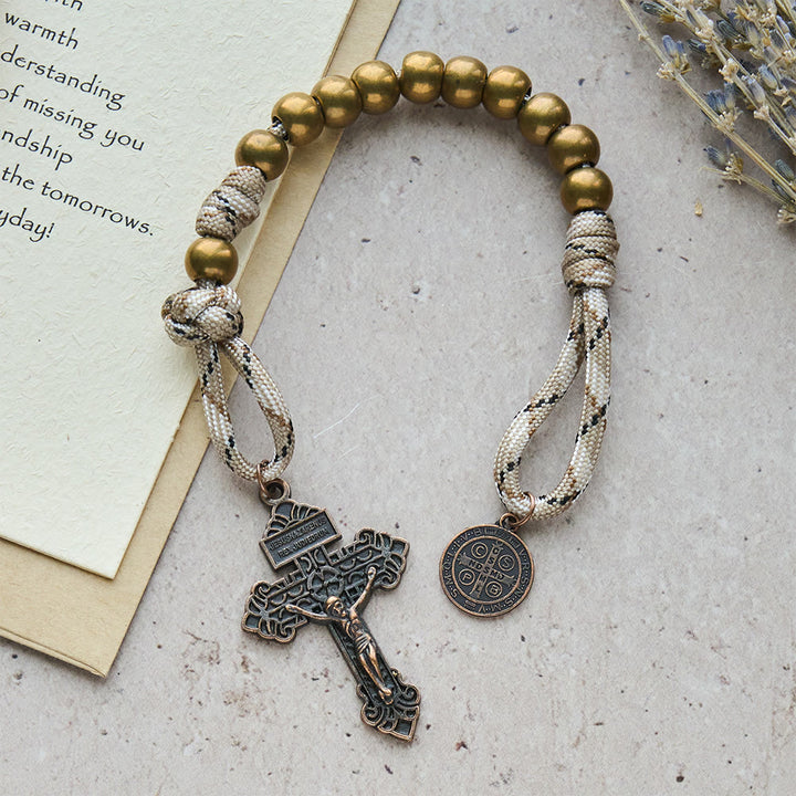 Christianartworkshop Rustic Faith Bronze Pocket Rosary with Copper St. Benedict & Crucifix  - image 4