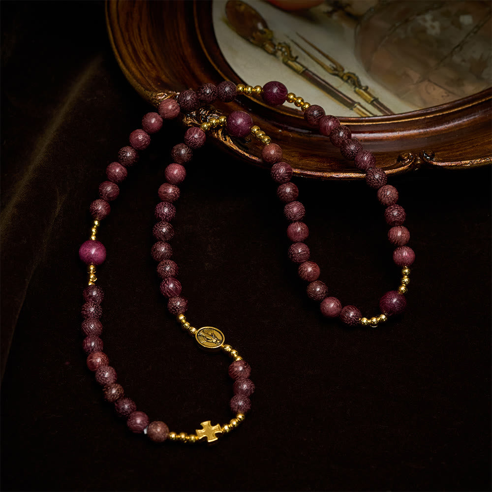 Christianartworkshop Perilla Wood Multi-Layer Rosary Bracelet with Earthy Beads & Sacred Our Lady - image 6