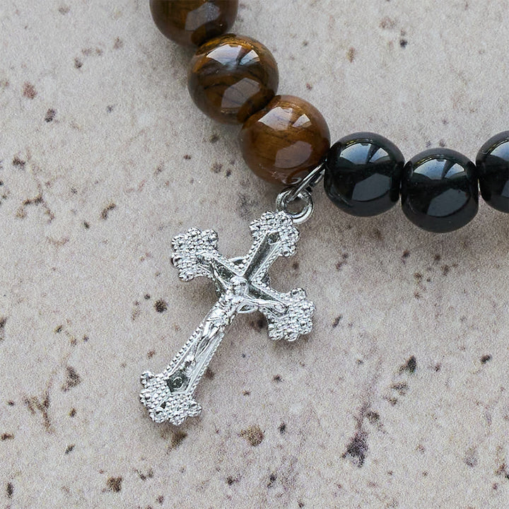 Christianartworkshop Multi-Natural Stone Faith Bracelet with Assorted Stones & Cross: Faith That Shines Naturally - image 6