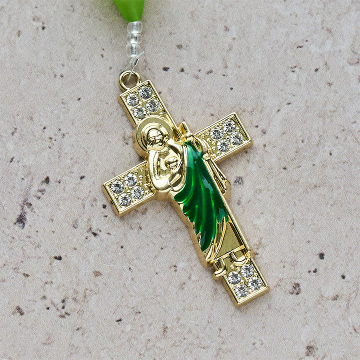 Christianartworkshop Blessed Lily & Mint Green Heart Rosary with Saint Jude: Sweet Purity You Can Wear - image 7