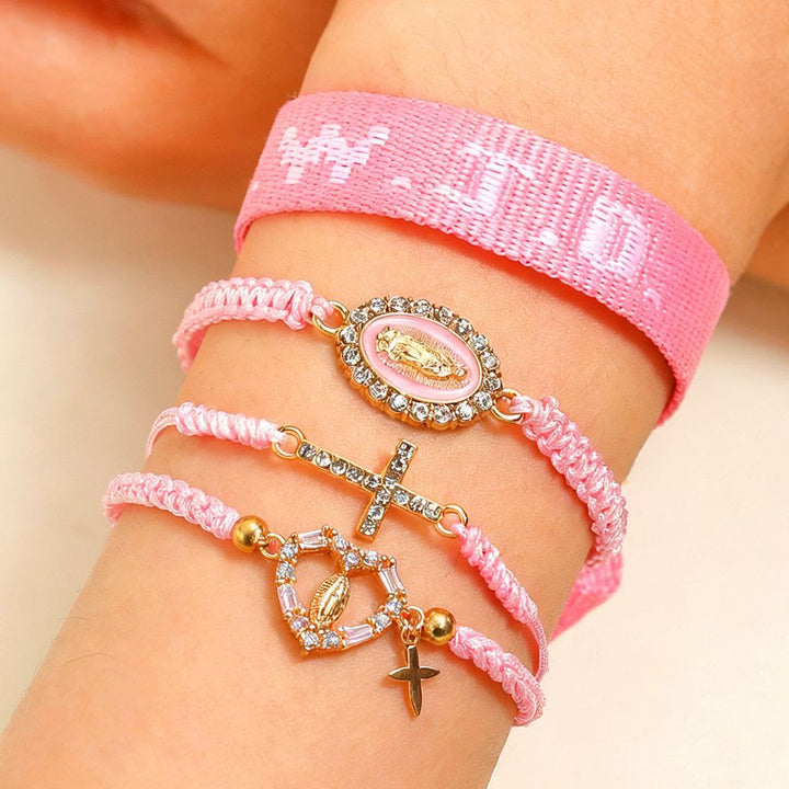 Christianartworkshop Faith Prompt Bracelet with Cross Bead & WWJD Card: Gift-Ready Keepsake - Pink with Virgin Mary - A - image 18