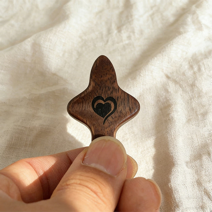 Christianartworkshop Walnut & Olive Wood Pocket Cross with Heart-Adorned: Natural Faith in Your Pocket - Black Walnut B - image 2