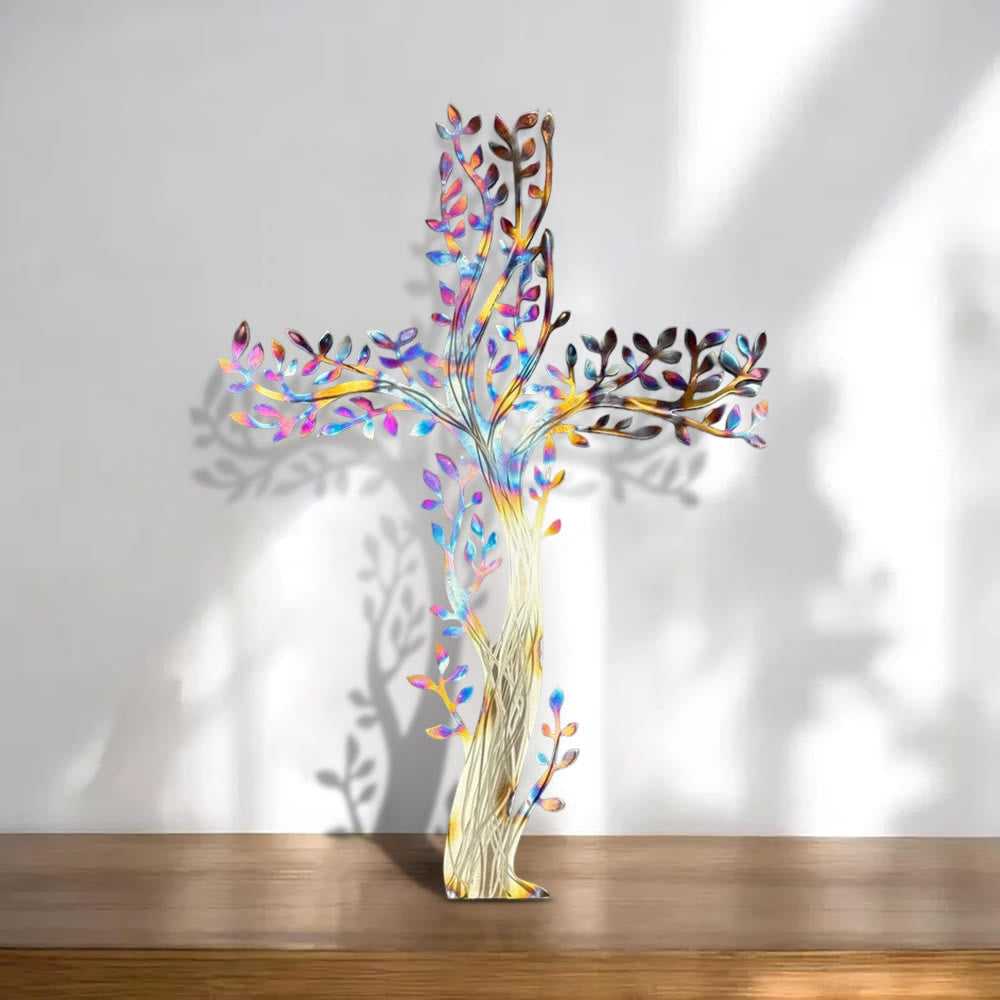 Christianartworkshop 4-Style Flourishing Cross Metal Wall Art: Growth & Grace in Every Branch - A - 19.69''*17.78''/50*35cm - image 0