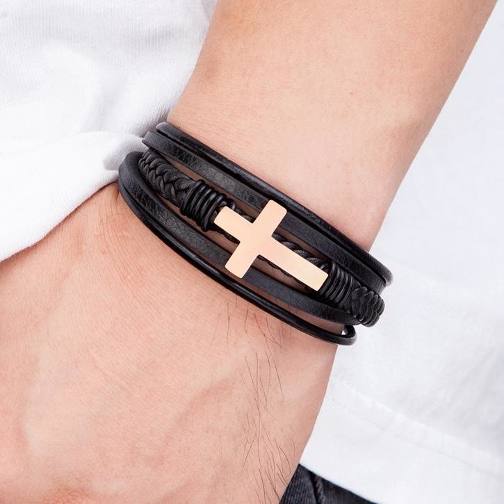 Christianartworkshop Braided Cross Leather Bracelet: Steady Grace for Everyday Wrists - image 6