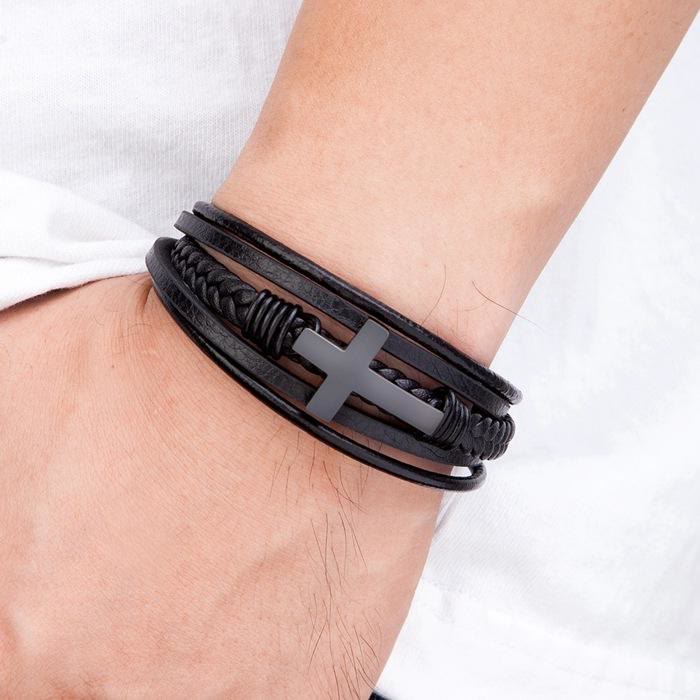 Christianartworkshop Braided Cross Leather Bracelet: Steady Grace for Everyday Wrists - image 4