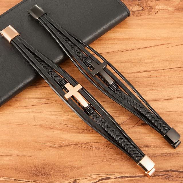 Christianartworkshop Braided Cross Leather Bracelet: Steady Grace for Everyday Wrists - image 1