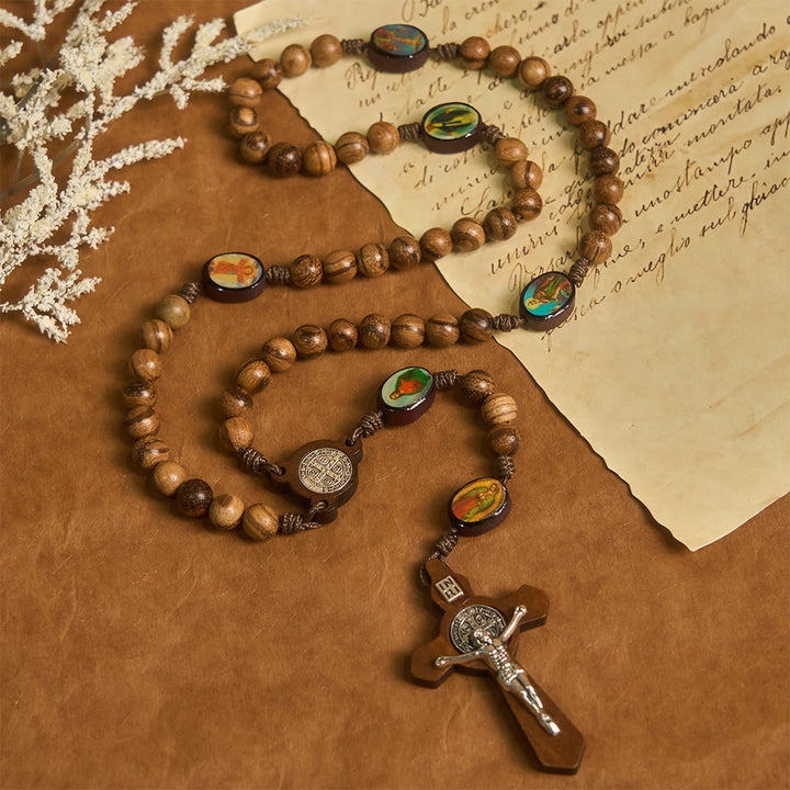 Christianartworkshop Earthy Wooden with Sacred Icon Beads Rosary: Faith Rooted in Natural Grace - image 6