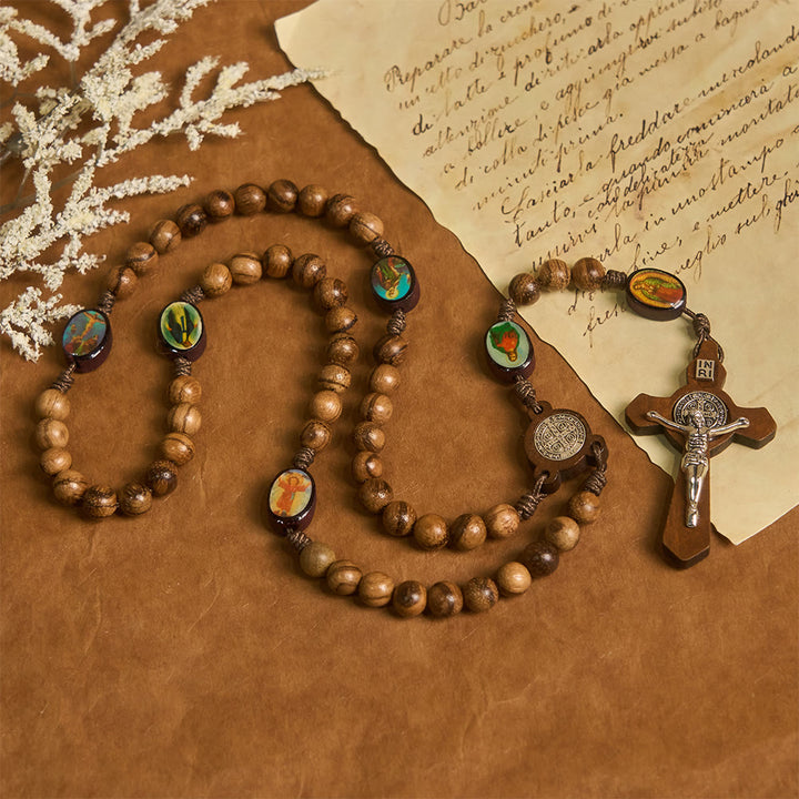 Christianartworkshop Earthy Wooden with Sacred Icon Beads Rosary: Faith Rooted in Natural Grace - image 5