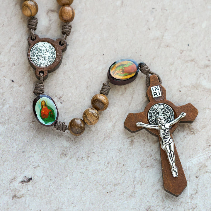 Christianartworkshop Earthy Wooden with Sacred Icon Beads Rosary: Faith Rooted in Natural Grace - image 8