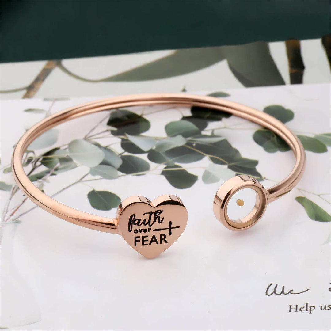 Christianartworkshop 3-Color Faith Over Fear Mustard Seed Bangle: A Steady Reminder of Hope - Rosegold - image 0