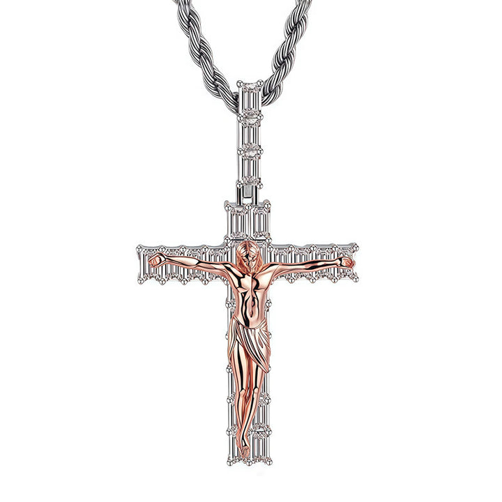 Christianartworkshop Copper & Zircon Crucifix Necklace: His Sacrifice Close to Your Heart - image 3