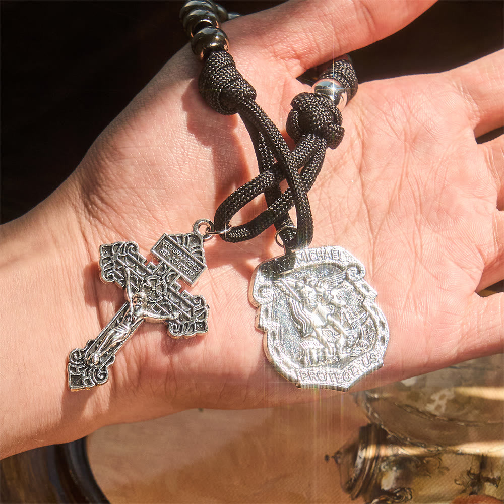 Christianartworkshop Dual Use Car Pendant & Pocket Rosary with St. Michael & Benedict Guardian Shield and Evil Repelling Grace - image 8