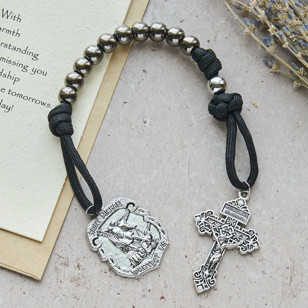 Christianartworkshop Dual Use Car Pendant & Pocket Rosary with St. Michael & Benedict Guardian Shield and Evil Repelling Grace - image 9