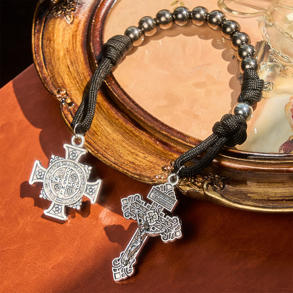 Christianartworkshop Dual Use Car Pendant & Pocket Rosary with St. Michael & Benedict Guardian Shield and Evil Repelling Grace - image 6
