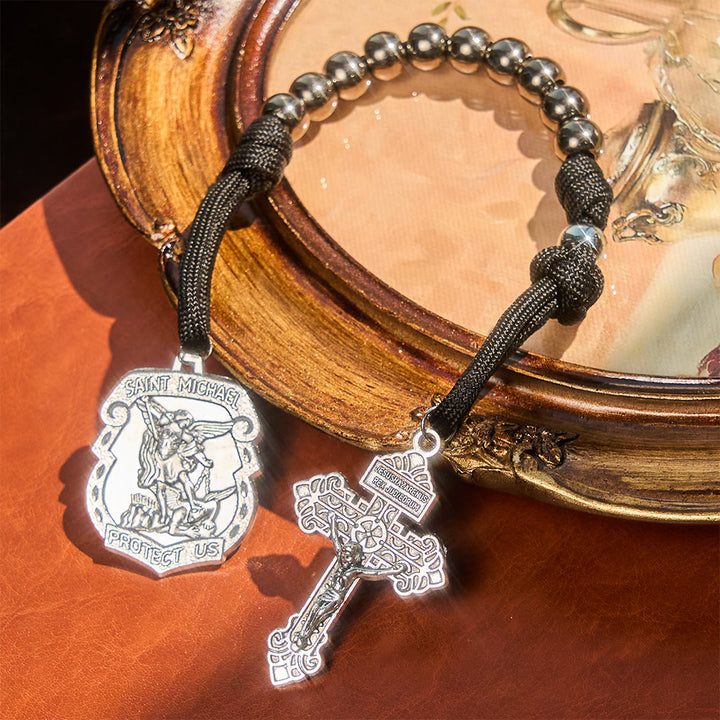 Christianartworkshop Dual Use Car Pendant & Pocket Rosary with St. Michael & Benedict Guardian Shield and Evil Repelling Grace - image 11