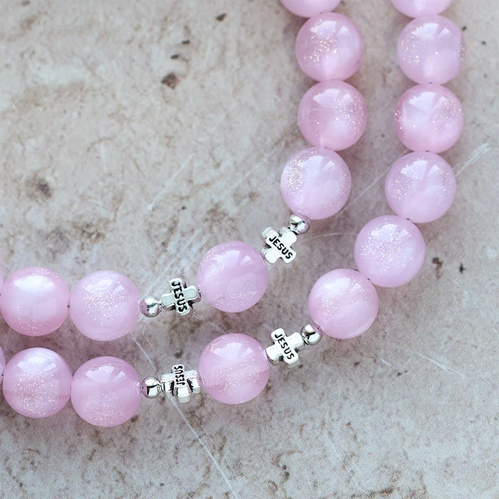 Christianartworkshop Divine Reflection Color-Shifting Rosary: Bloom from Soft Pink to Passionate Magenta in Sunlight - image 11