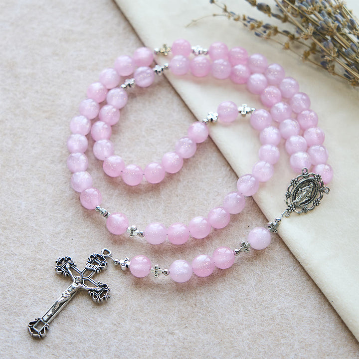 Christianartworkshop Divine Reflection Color-Shifting Rosary: Bloom from Soft Pink to Passionate Magenta in Sunlight - image 4