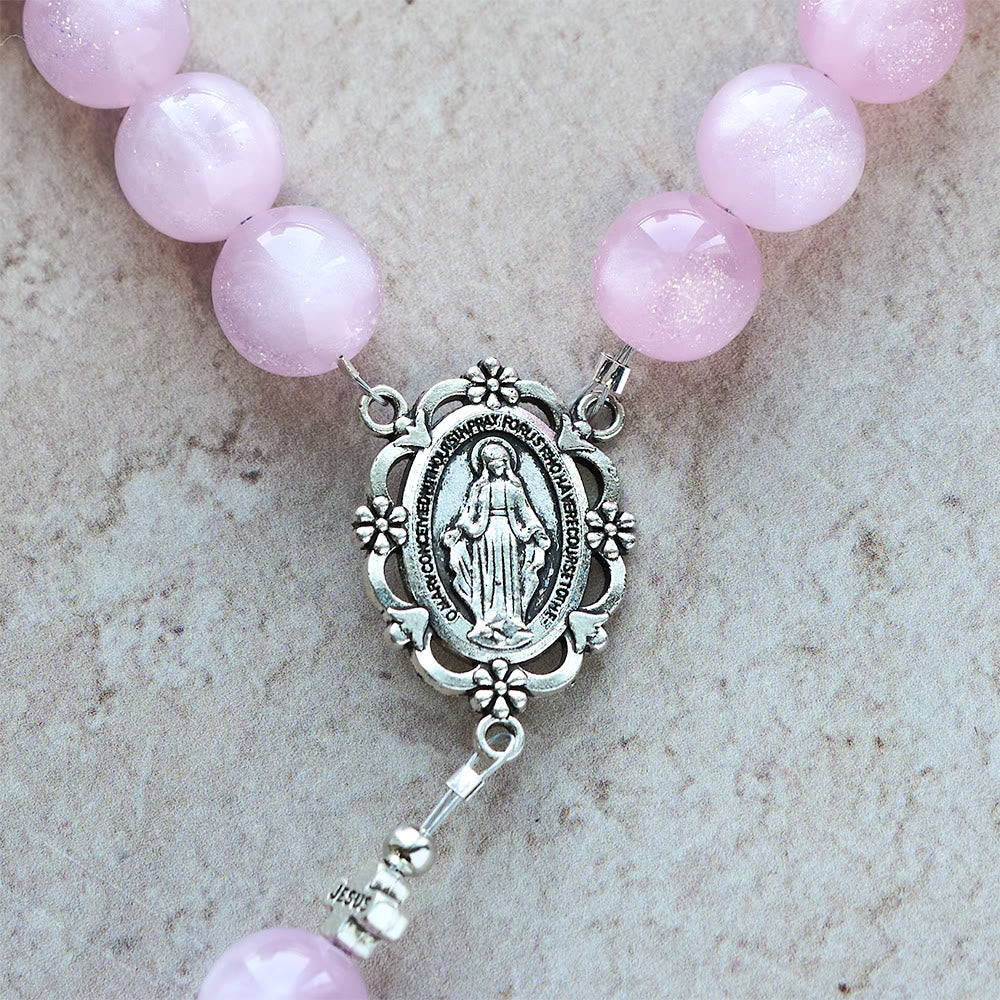 Christianartworkshop Divine Reflection Color-Shifting Rosary: Bloom from Soft Pink to Passionate Magenta in Sunlight - image 13