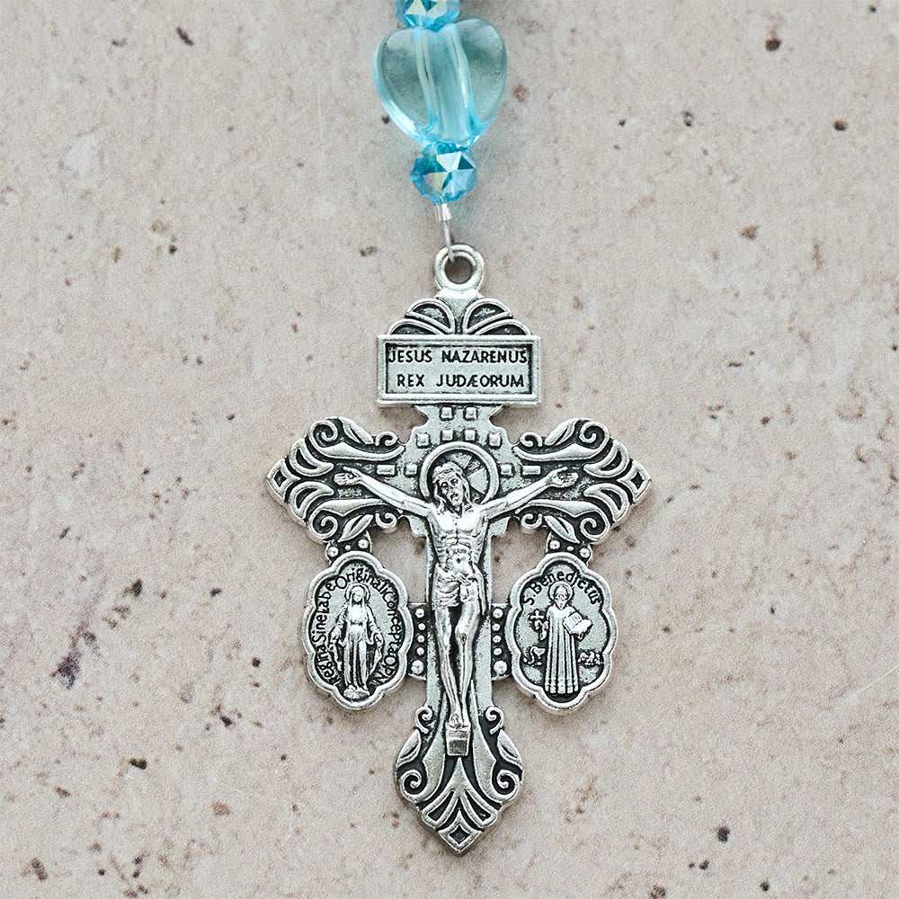 Christianartworkshop Black Bead & Blue Heart Rosary with St.Michael: Devotional Comfort in Every Strand - image 8