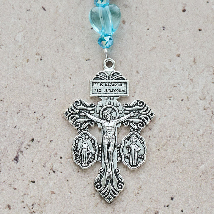 Christianartworkshop Black Bead & Blue Heart Rosary with St.Michael: Devotional Comfort in Every Strand - image 8