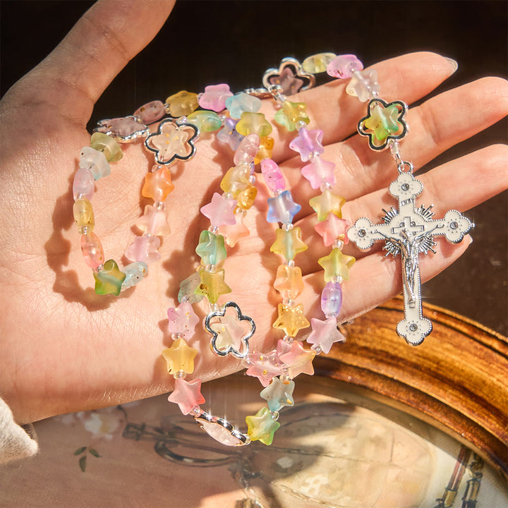 Christianartworkshop Gradient Shimmering Star Rosary with Our Lady & Crucifix: Vibrant Faith for Daily Devotion - image 1