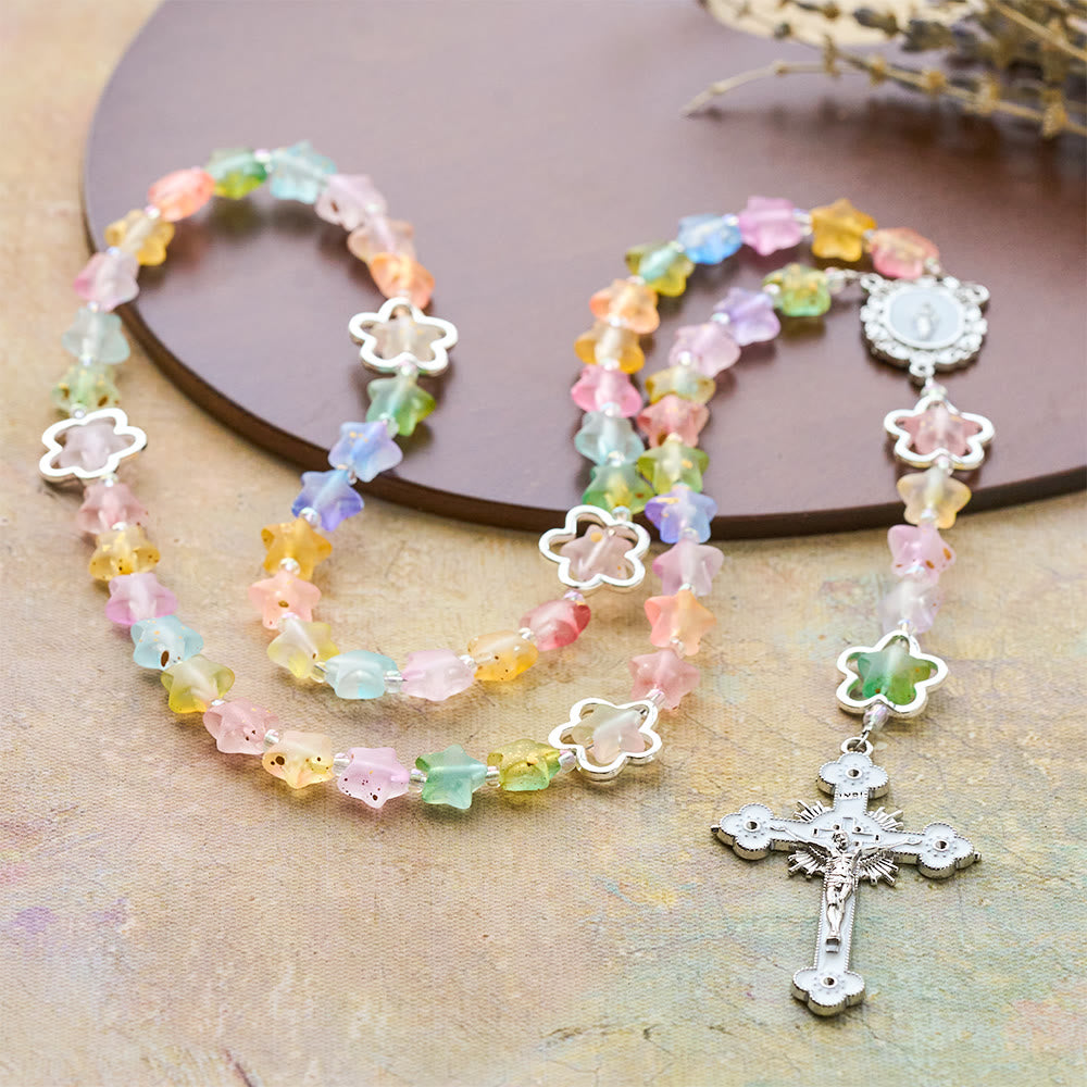 Christianartworkshop Gradient Shimmering Star Rosary with Our Lady & Crucifix: Vibrant Faith for Daily Devotion - image 4