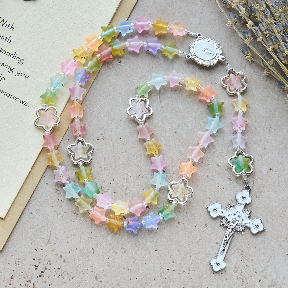 Christianartworkshop Gradient Shimmering Star Rosary with Our Lady & Crucifix: Vibrant Faith for Daily Devotion - image 5