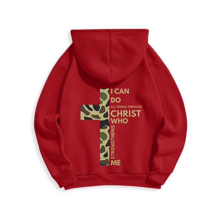 Christianartworkshop  Philippians 4:13 with Camouflage Cross Fleece Lined Polyester Hoodie - image 2