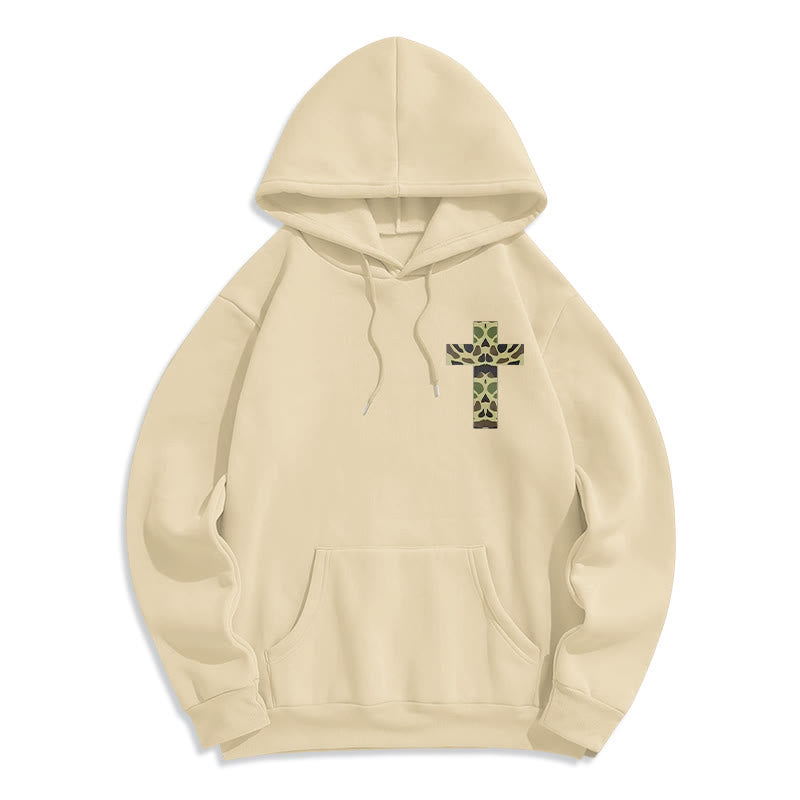 Christianartworkshop  Philippians 4:13 with Camouflage Cross Fleece Lined Polyester Hoodie - image 7