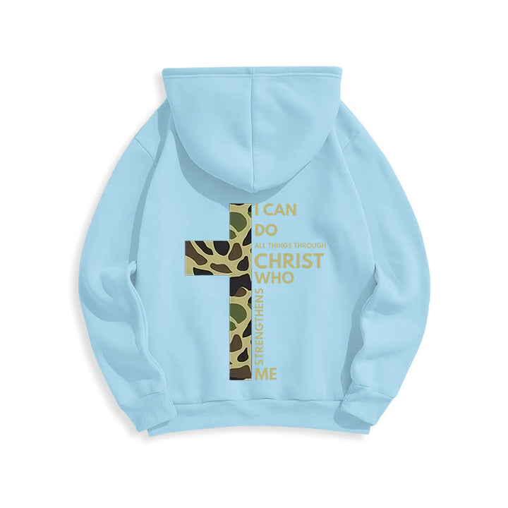 Christianartworkshop  Philippians 4:13 with Camouflage Cross Fleece Lined Polyester Hoodie - image 5