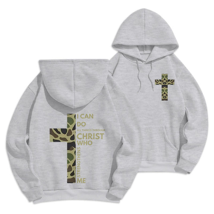 Christianartworkshop  Philippians 4:13 with Camouflage Cross Fleece Lined Polyester Hoodie - Grey - 2XL - image 21