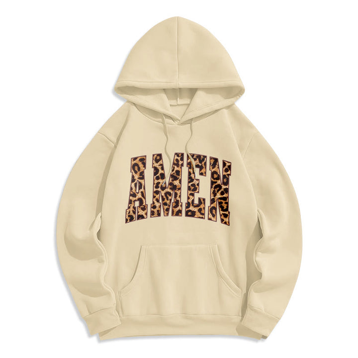 Christianartworkshop  Amen Affirmation Fleece Lined Polyester Hoodie - Beige - 2XL - image 4