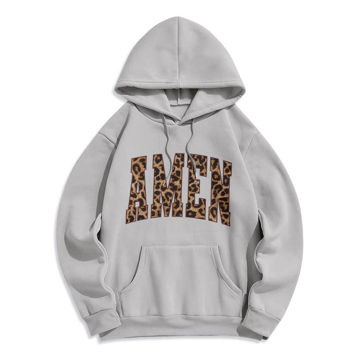 Christianartworkshop  Amen Affirmation Fleece Lined Polyester Hoodie - Grey - 2XL - image 0